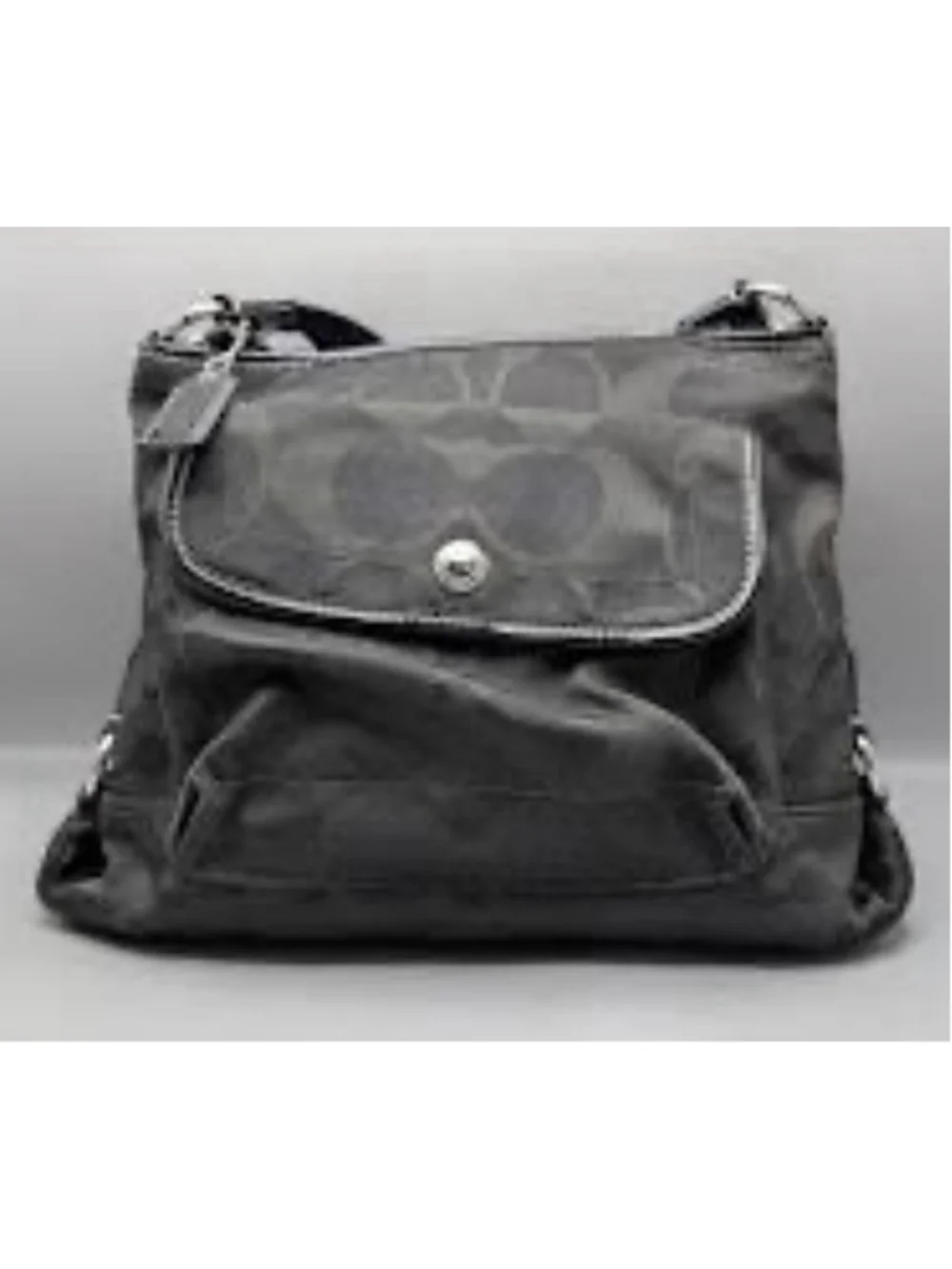 Coach Signature Black Monogram Nylon Kyra Shoulder Bag COA Pink Interior EUC